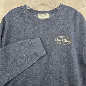 Iron & Resin Sweatshirt Mens Medium Blue Crewneck Graphic Logo Pullover